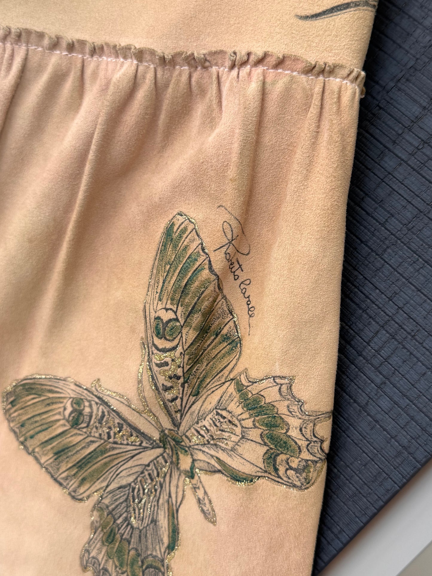 Vintage Roberto Cavalli 2003 Butterfly Suede Mini Skirt