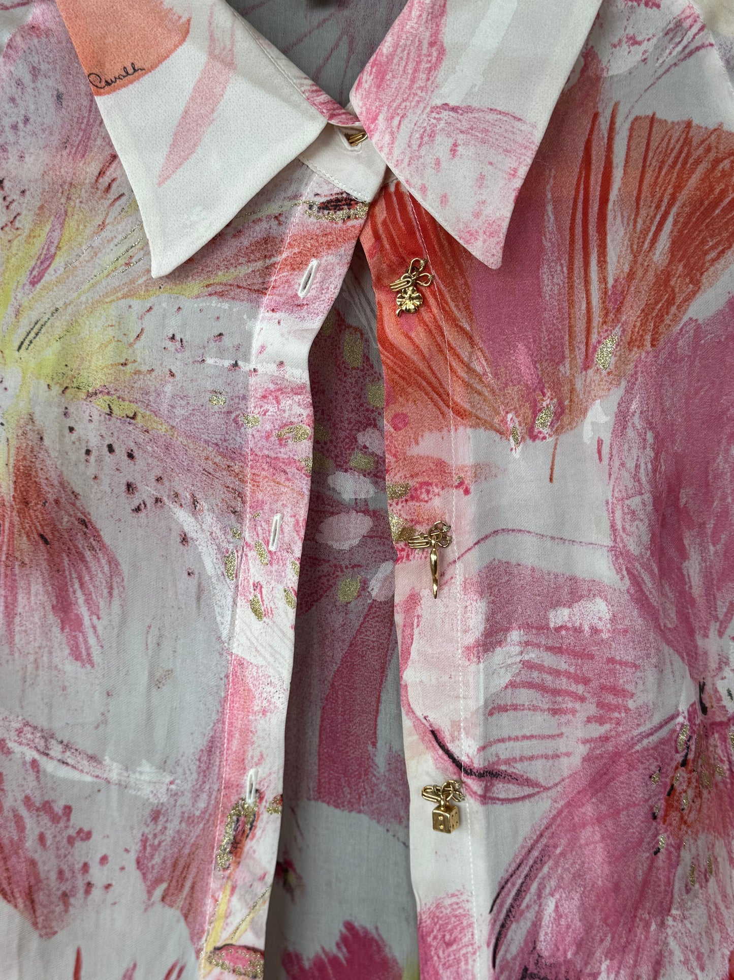 Roberto Cavalli 1990s Silk Charm Top