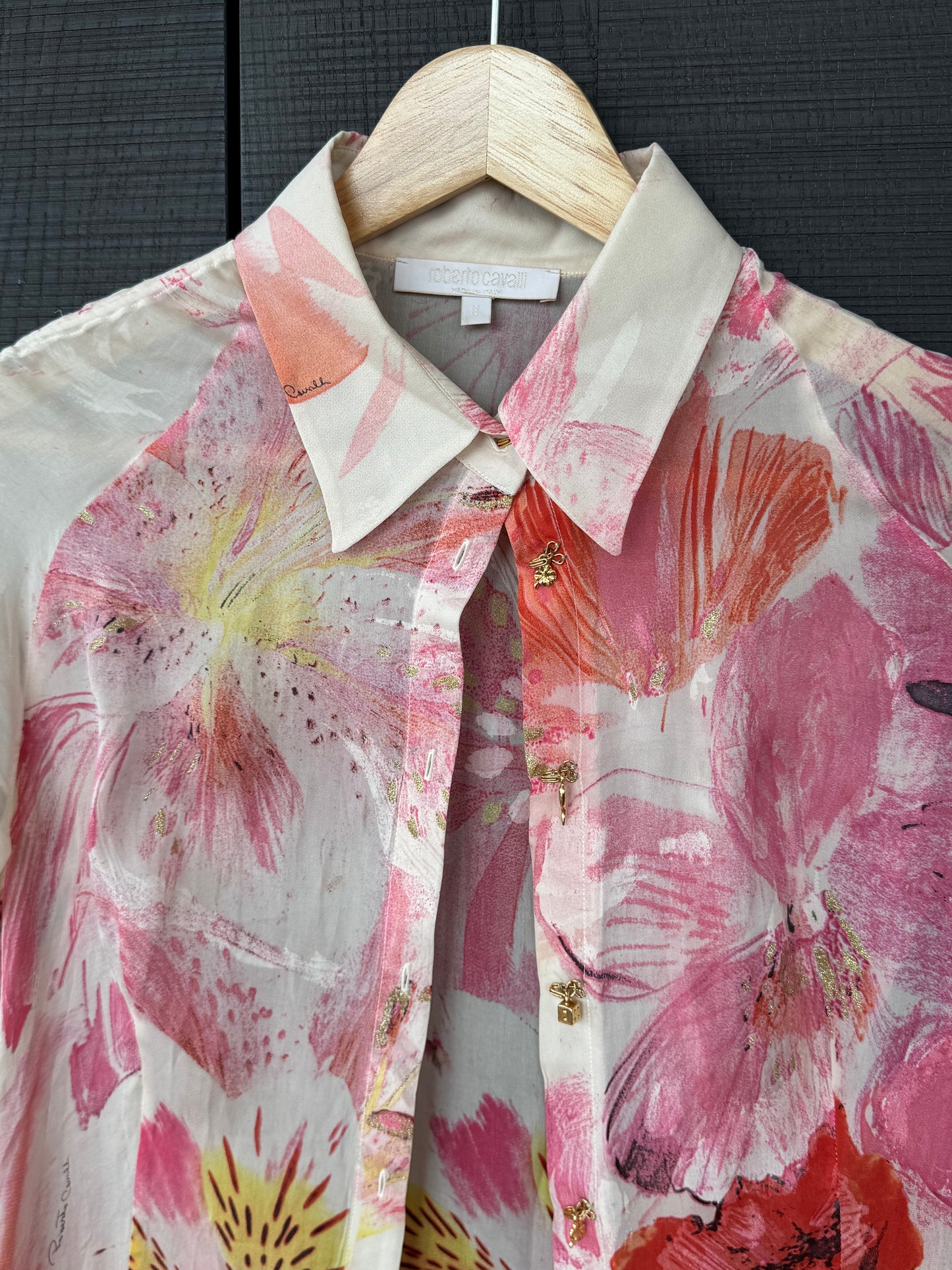 Roberto Cavalli 1990s Silk Charm Top