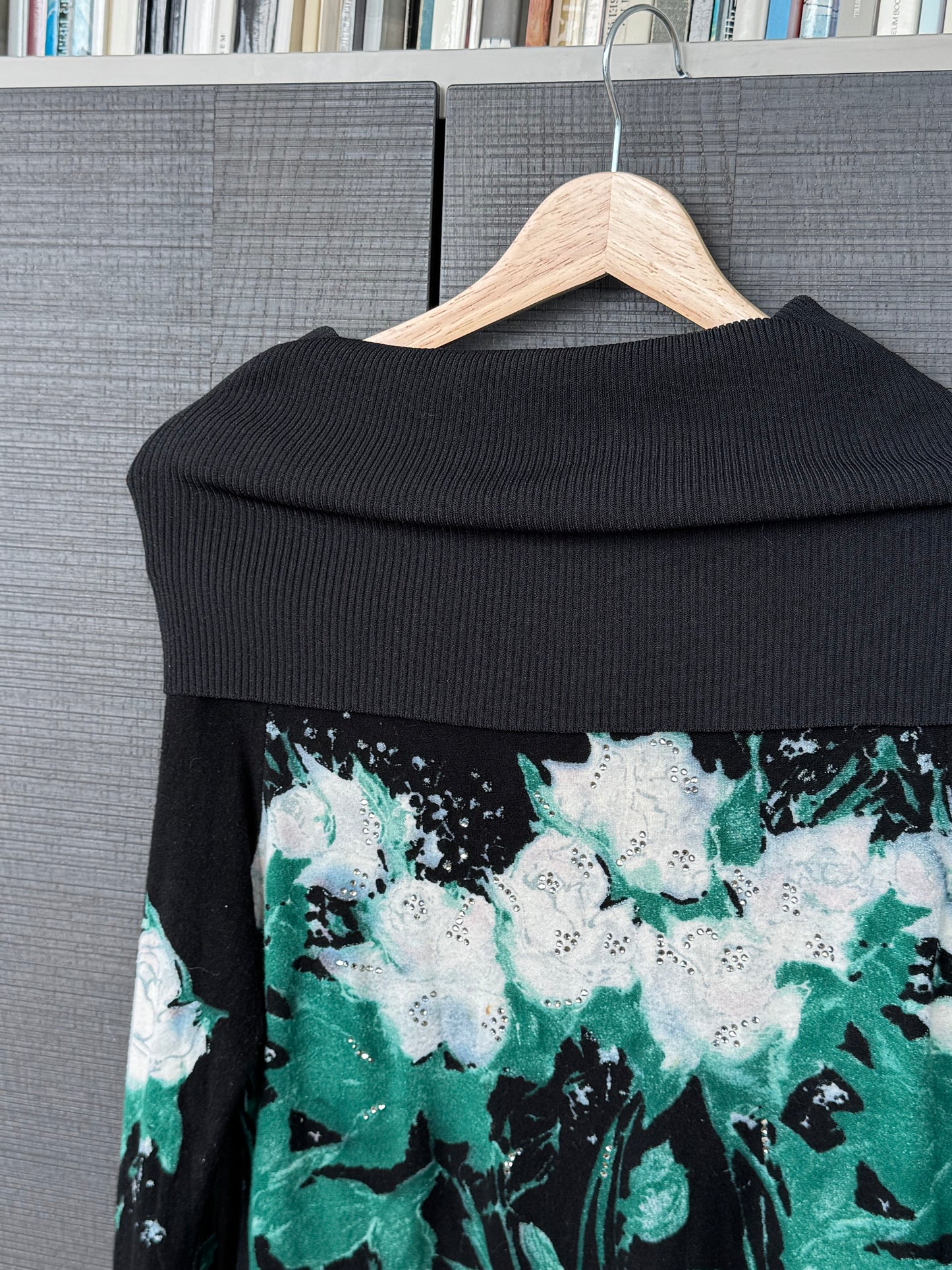 Blumarine Vintage Off-Shoulder Rhinestone Sweater