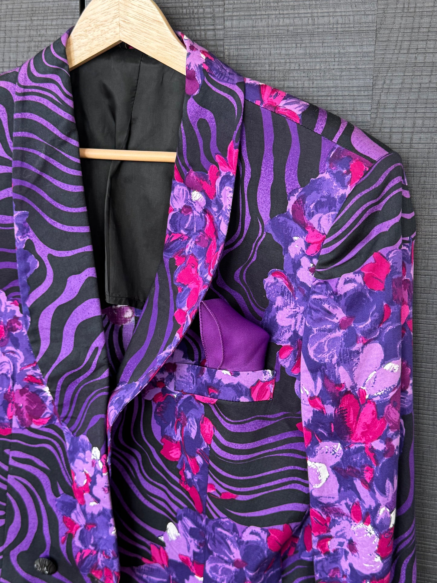 Vintage Gianni Versace 1980s Painted Cotton Blazer (w/ Silk Handkerchief)