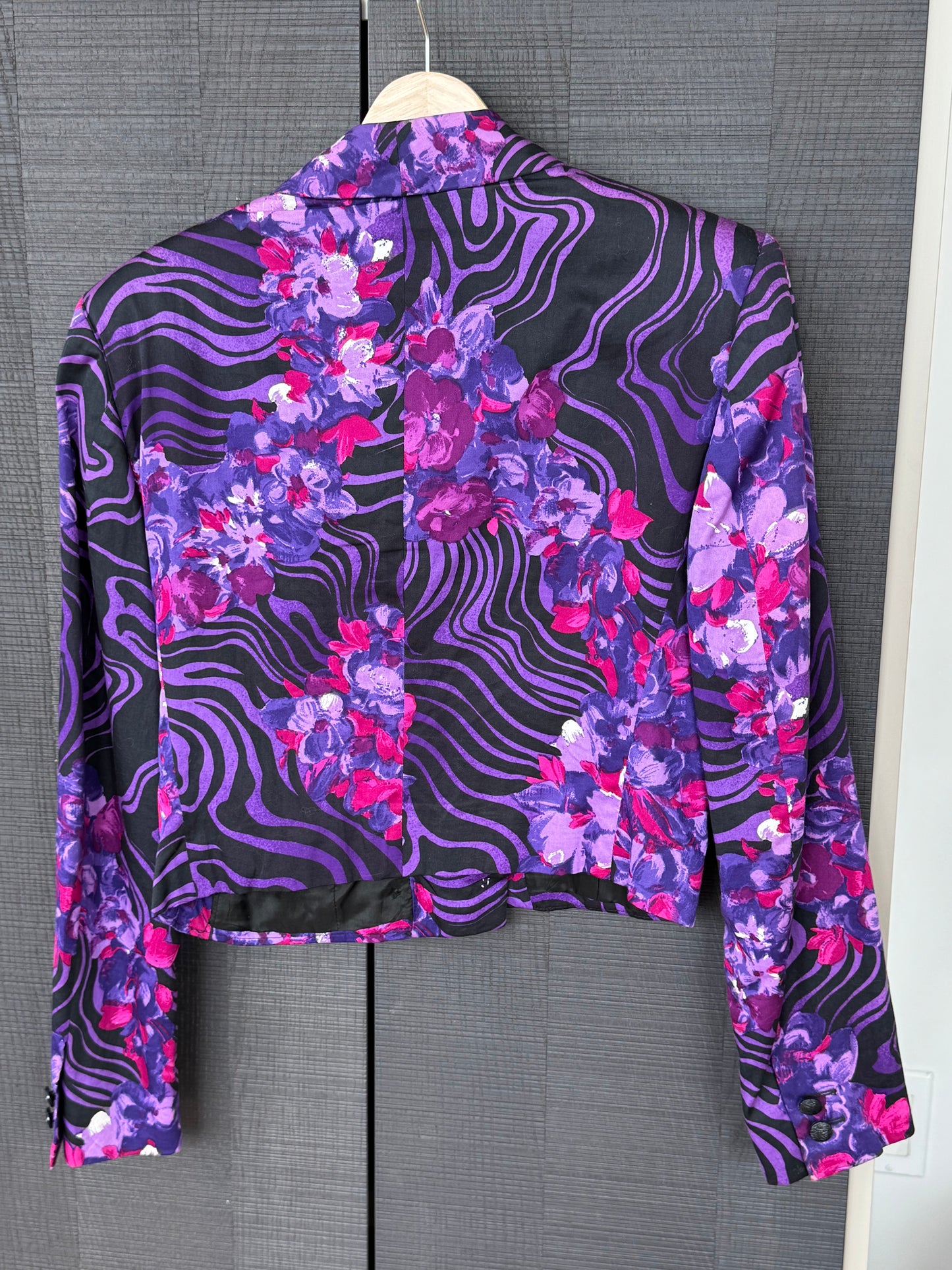 Vintage Gianni Versace 1980s Painted Cotton Blazer (w/ Silk Handkerchief)
