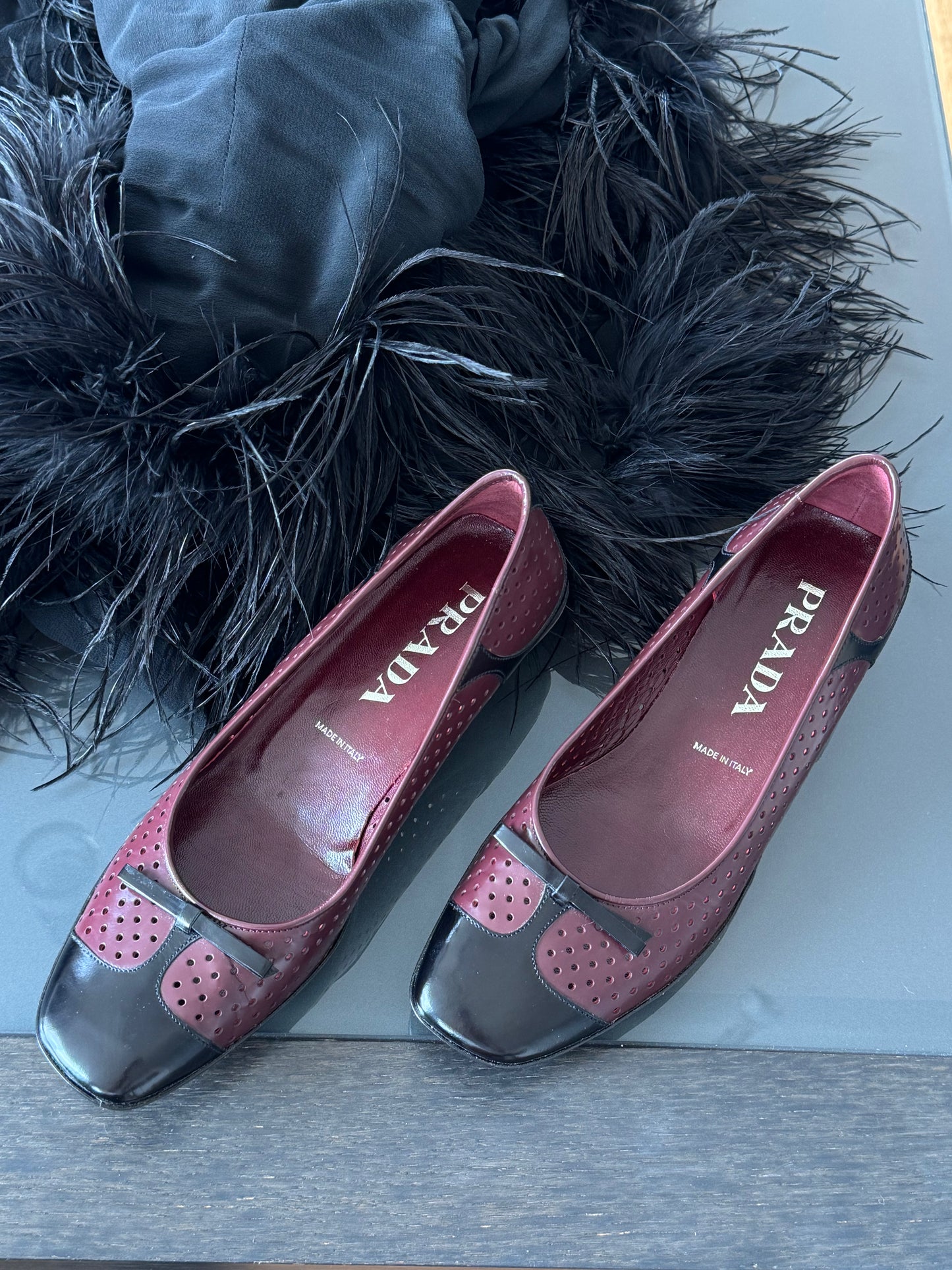 Prada Late 1990s / Early 2000s Perforated Heels 36.5