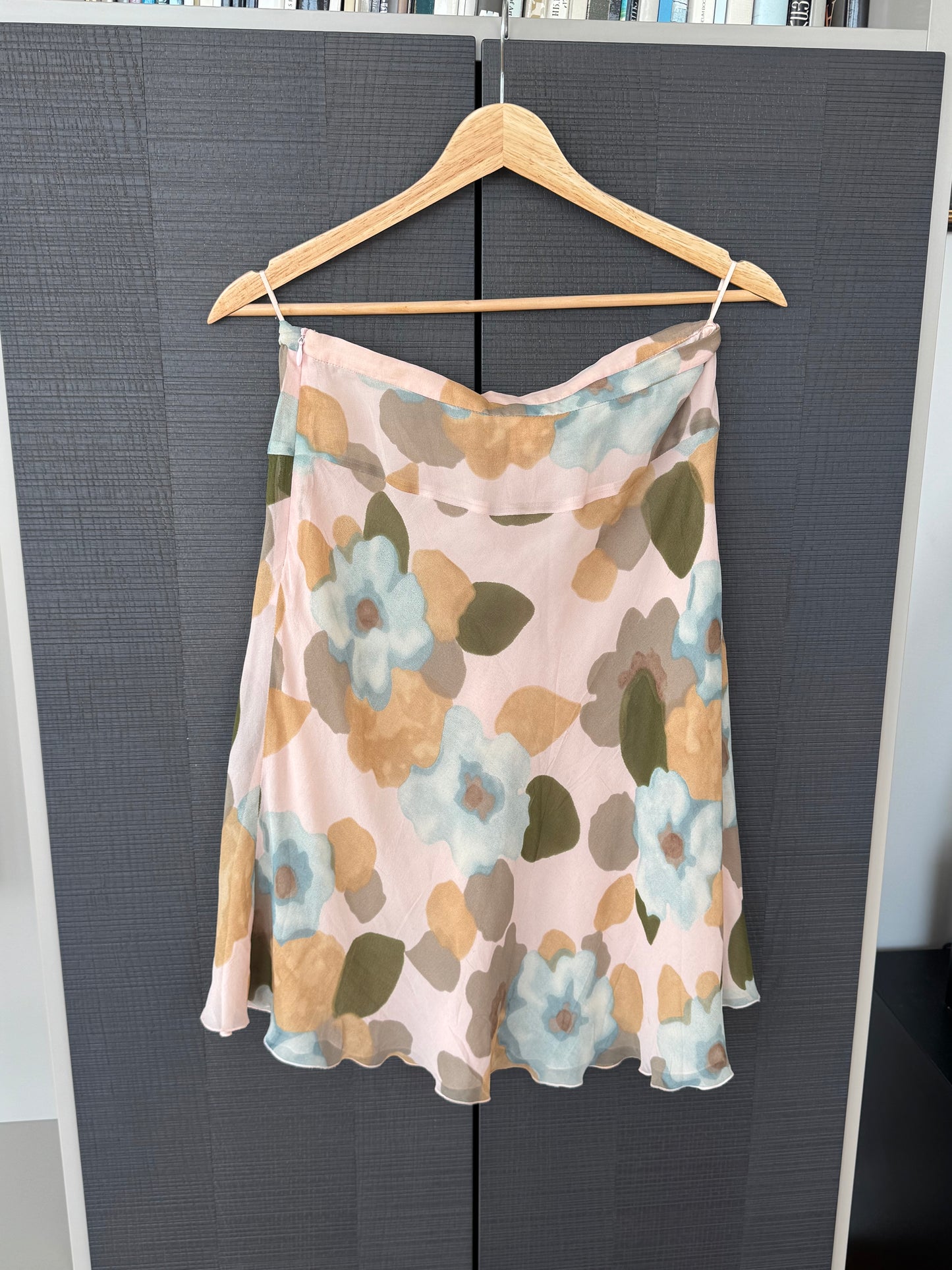 Vintage Moschino Cheap and Chic Silk Watercolor Floral Skirt