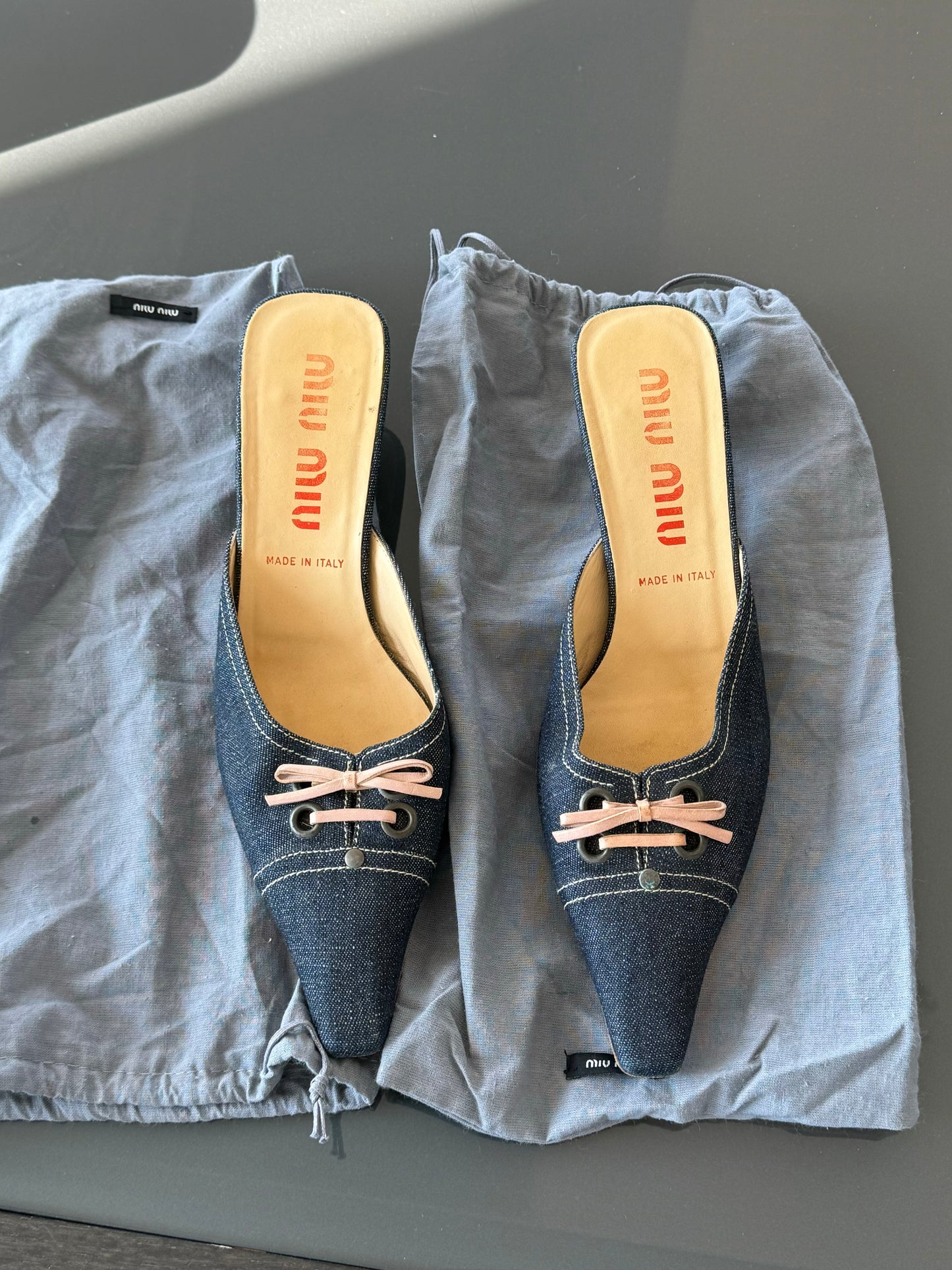 Miu Miu Denim Kitten Mules 39