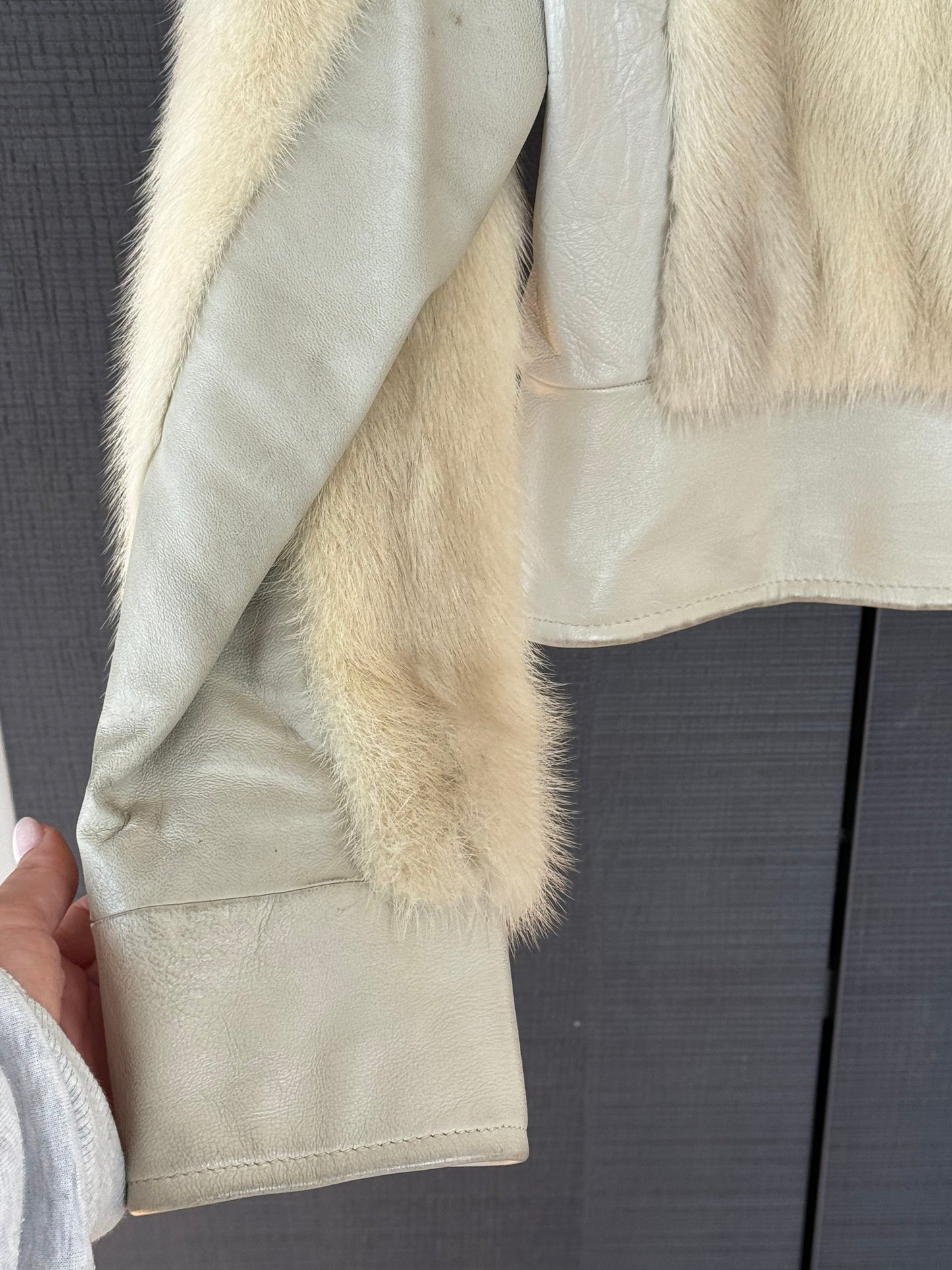 Vintage Mink Fur & Leather Bomber Jacket