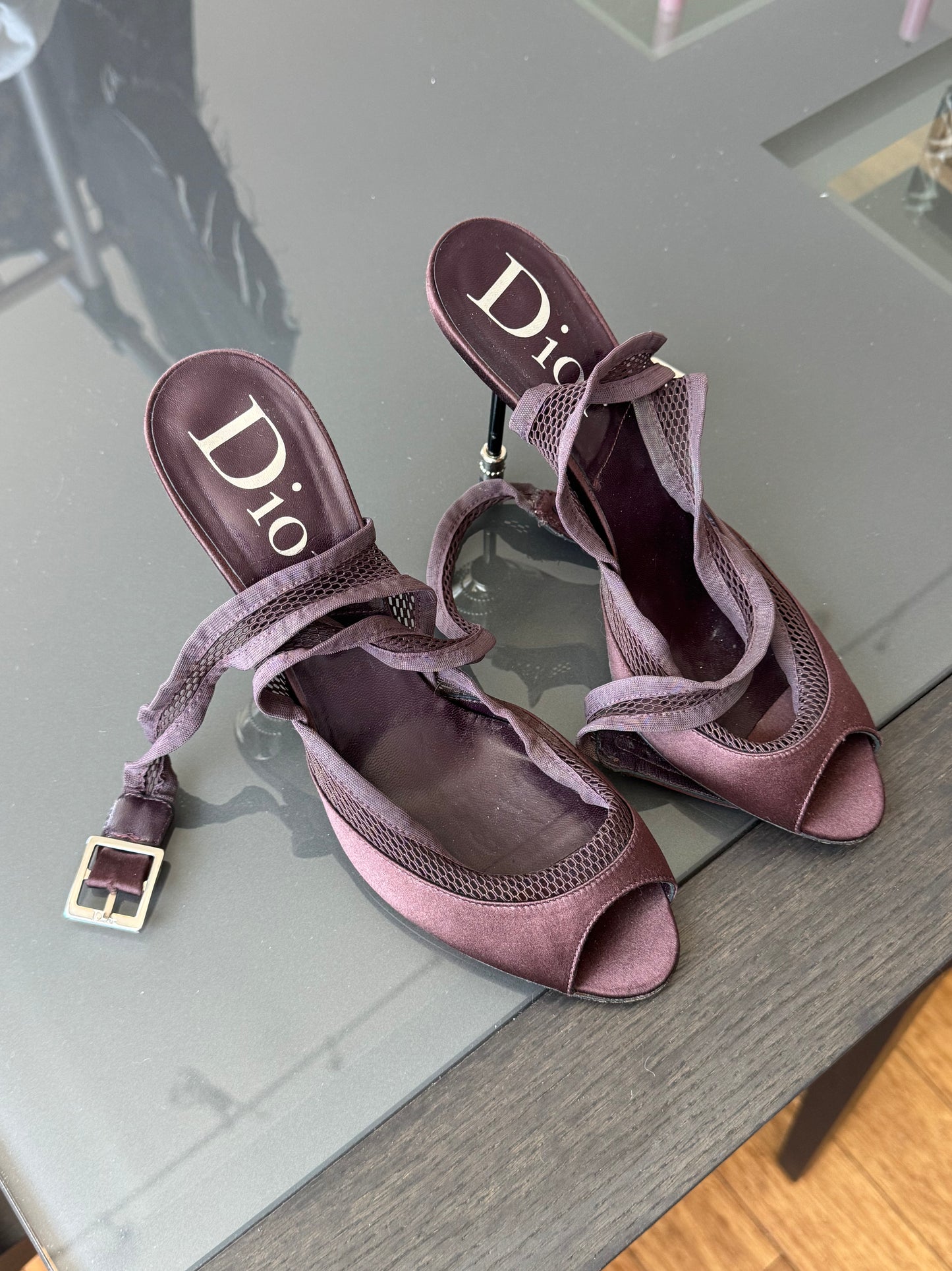 Dior by John Galliano Silk Wrap-Around Heels 38.5
