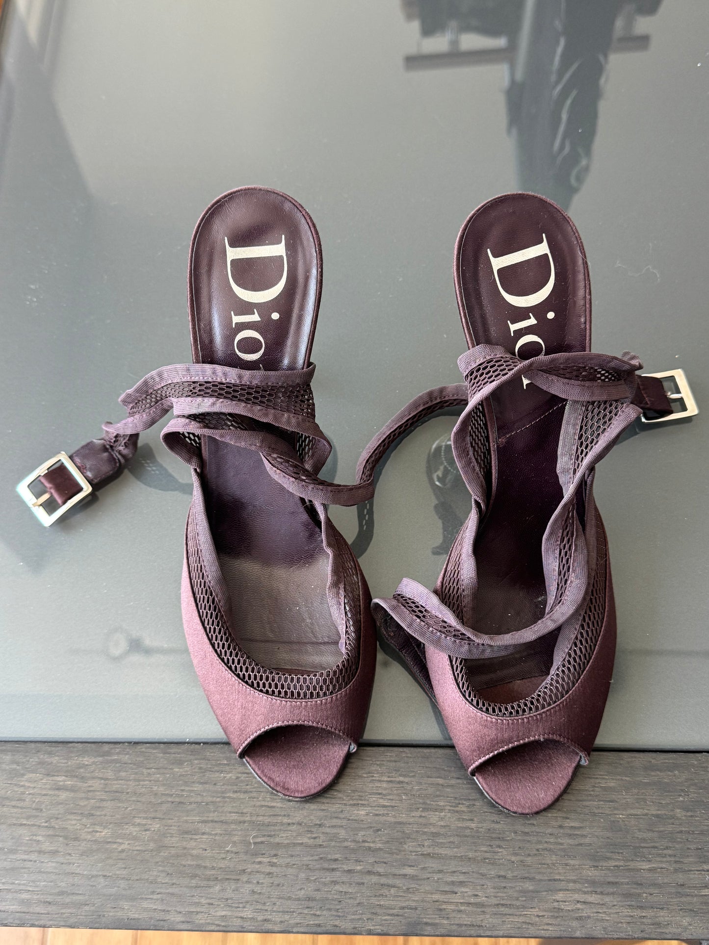 Dior by John Galliano Silk Wrap-Around Heels 38.5