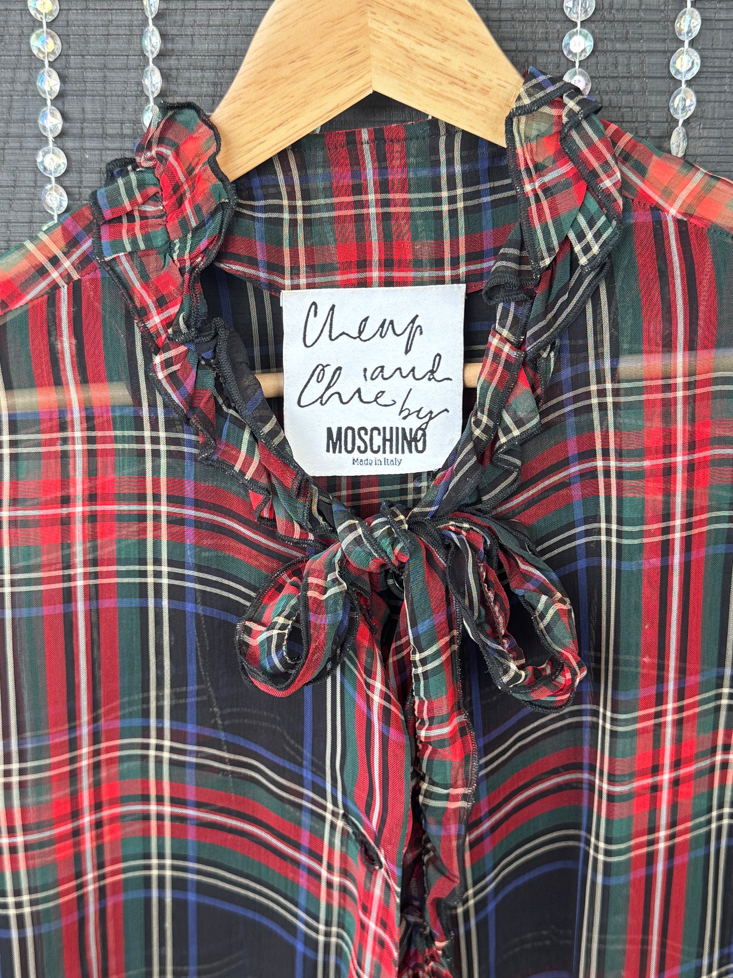 Vintage Moschino Cheap & Chic Sheer Tartan Blouse
