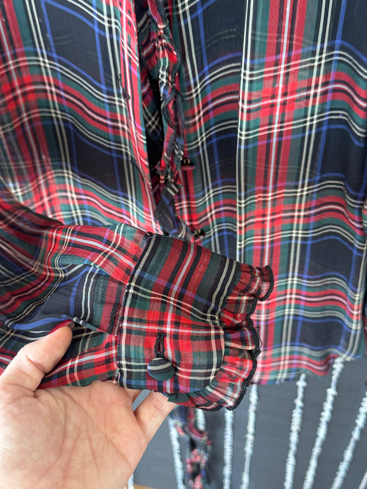 Vintage Moschino Cheap & Chic Sheer Tartan Blouse