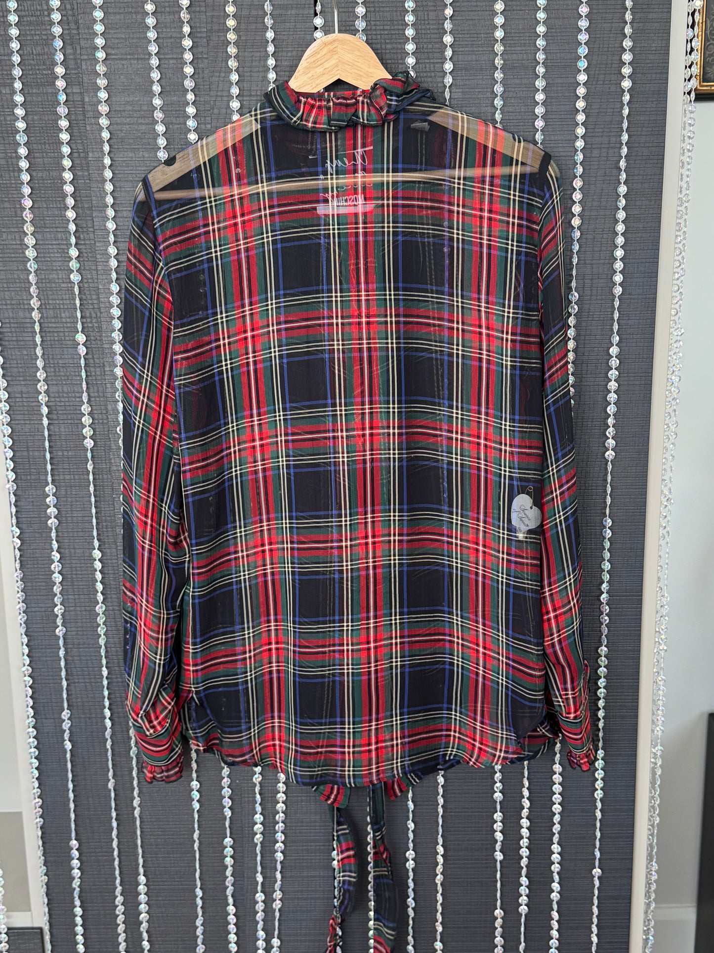Vintage Moschino Cheap & Chic Sheer Tartan Blouse