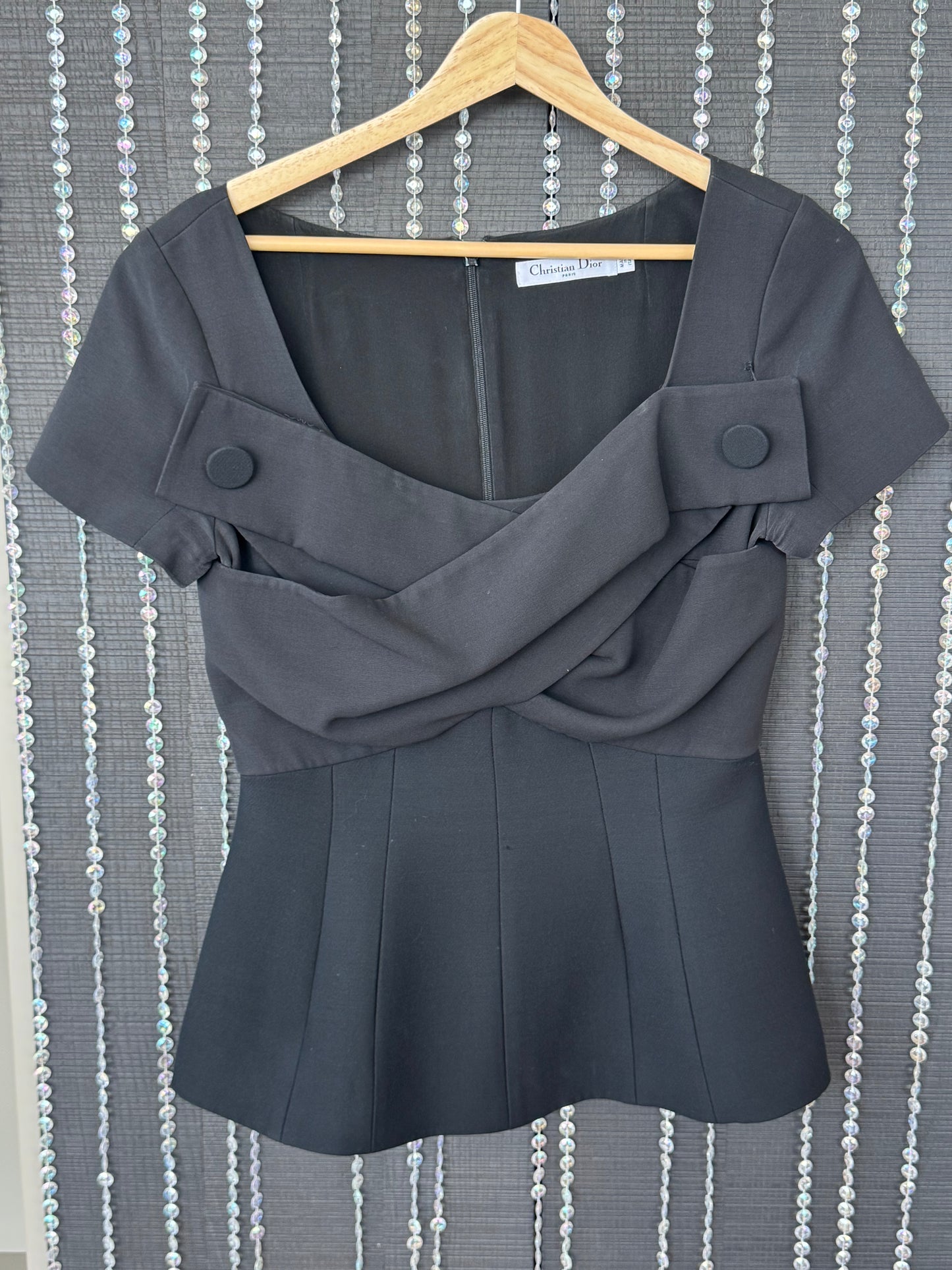 Vintage Christian Dior Draped Peplum Blouse