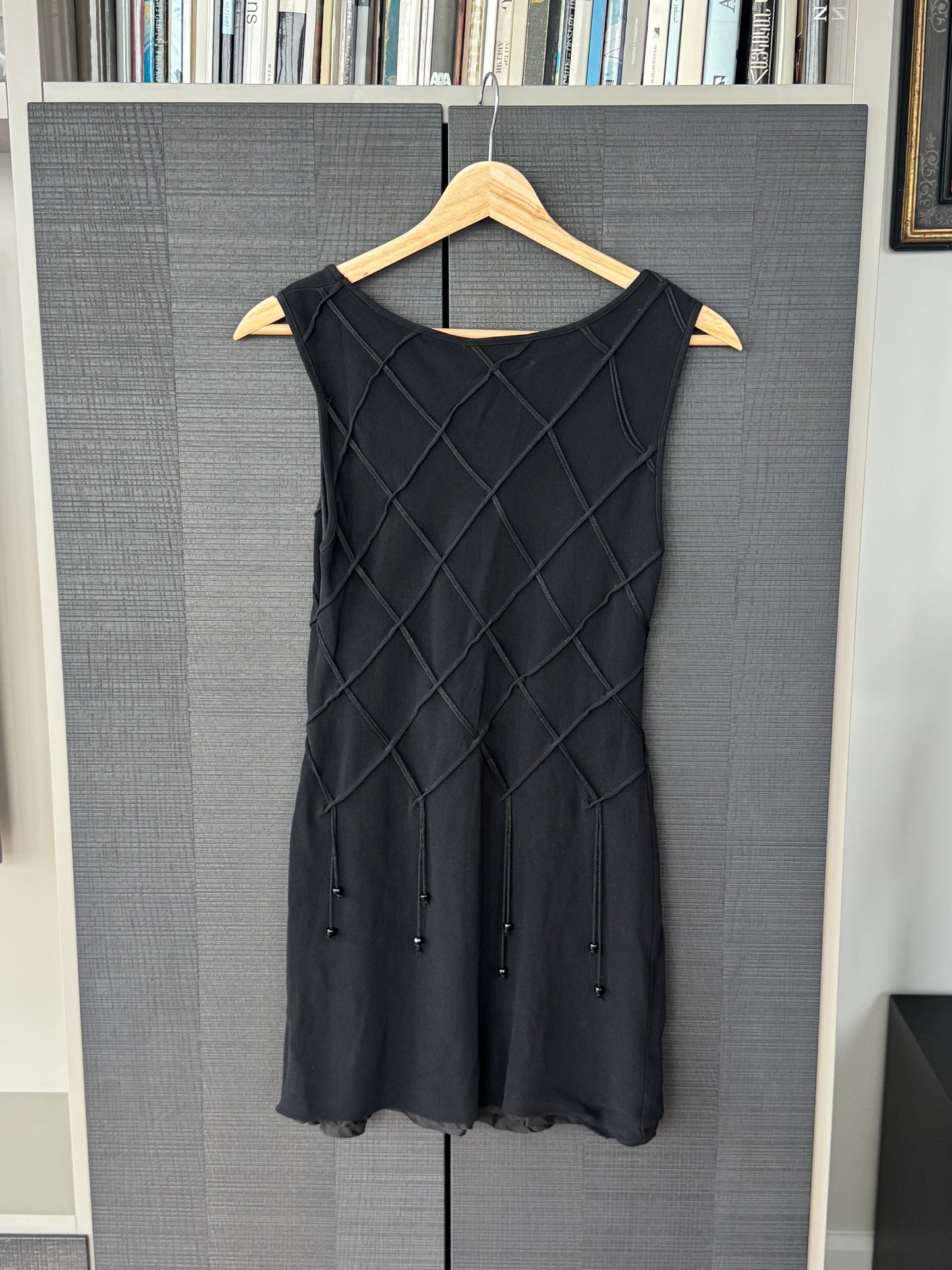 Moschino Cheap & Chic Black Lattice Beaded Mini Dress