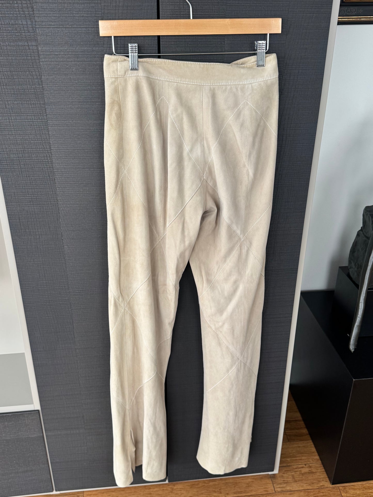 Valentino Suede Criss-Cross Stitched Pants