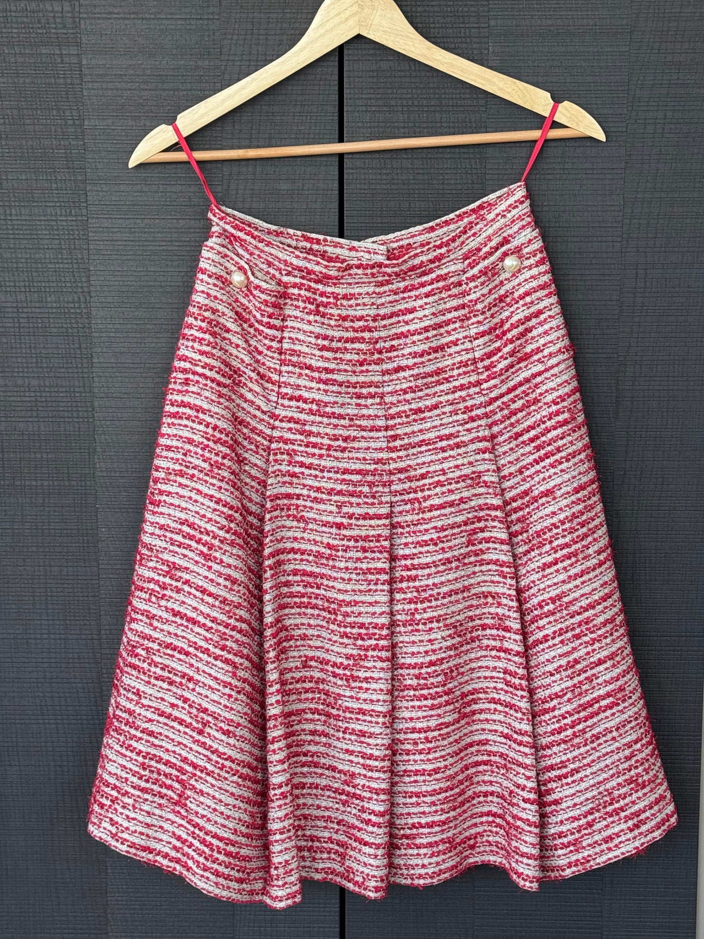 Chanel Tweed 2001 Midi Skirt w/ Pearls