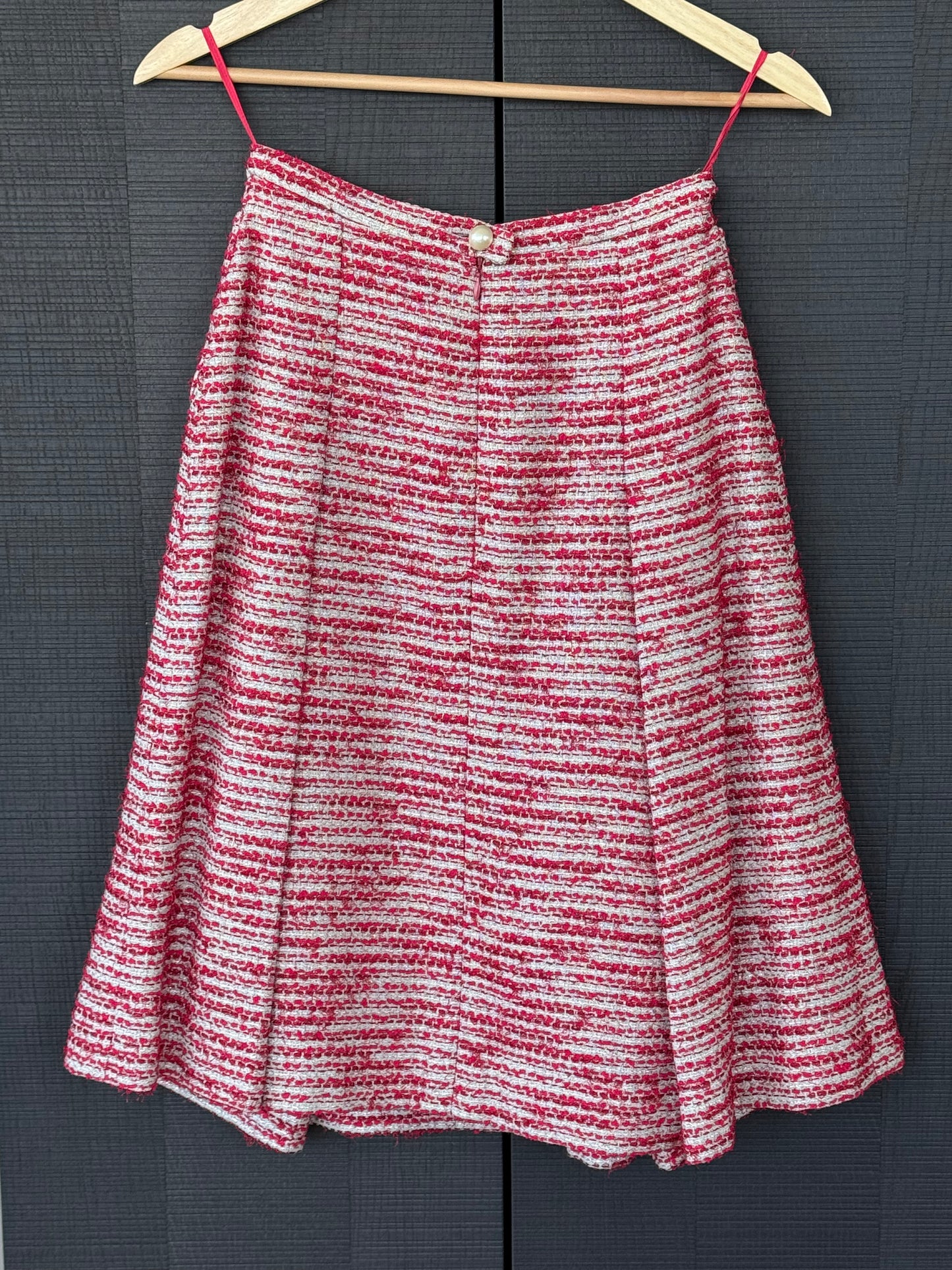 Chanel Tweed 2001 Midi Skirt w/ Pearls