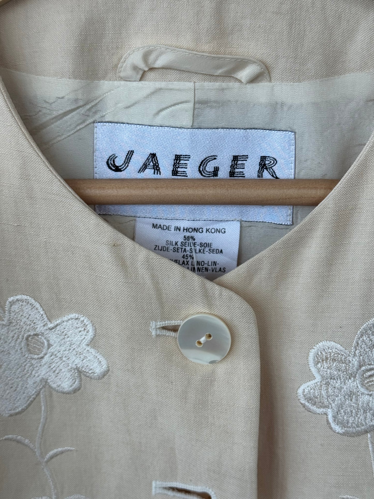 Vintage Jaeger Silk Floral Embroidered Blazer