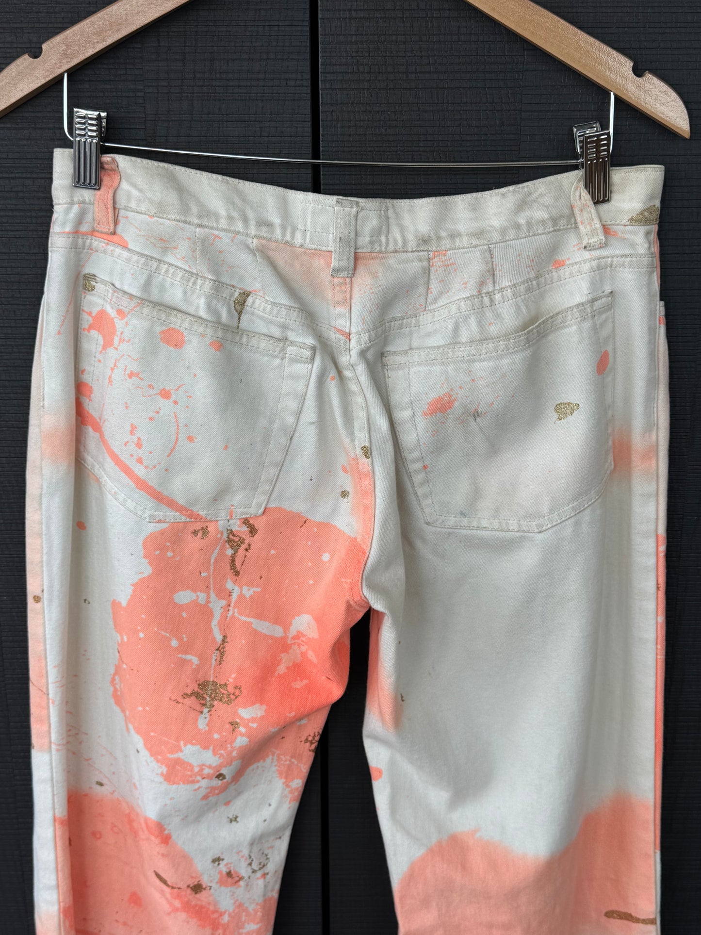 Roberto Cavalli Early 2000s Paint Splatter Low Rise Jeans