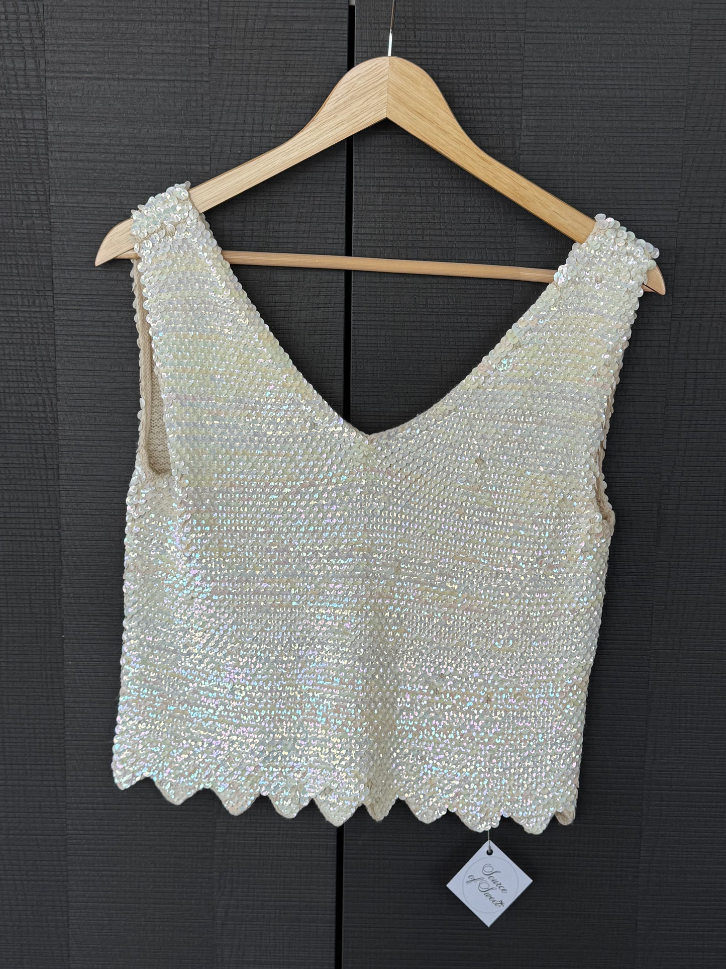 Vintage Iridescent Sequin Wool Knit Top