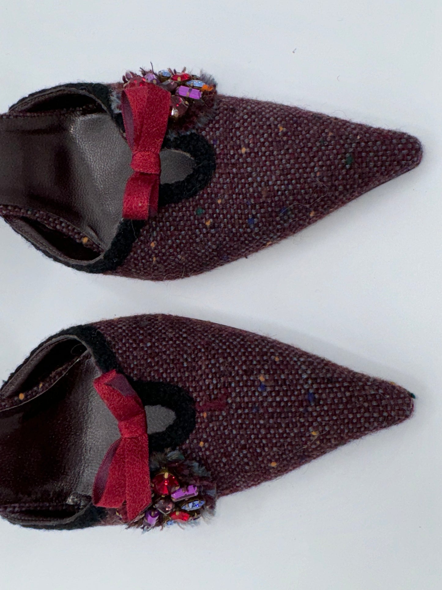 Vintage Prada Tweed Crystal Slingbacks 41