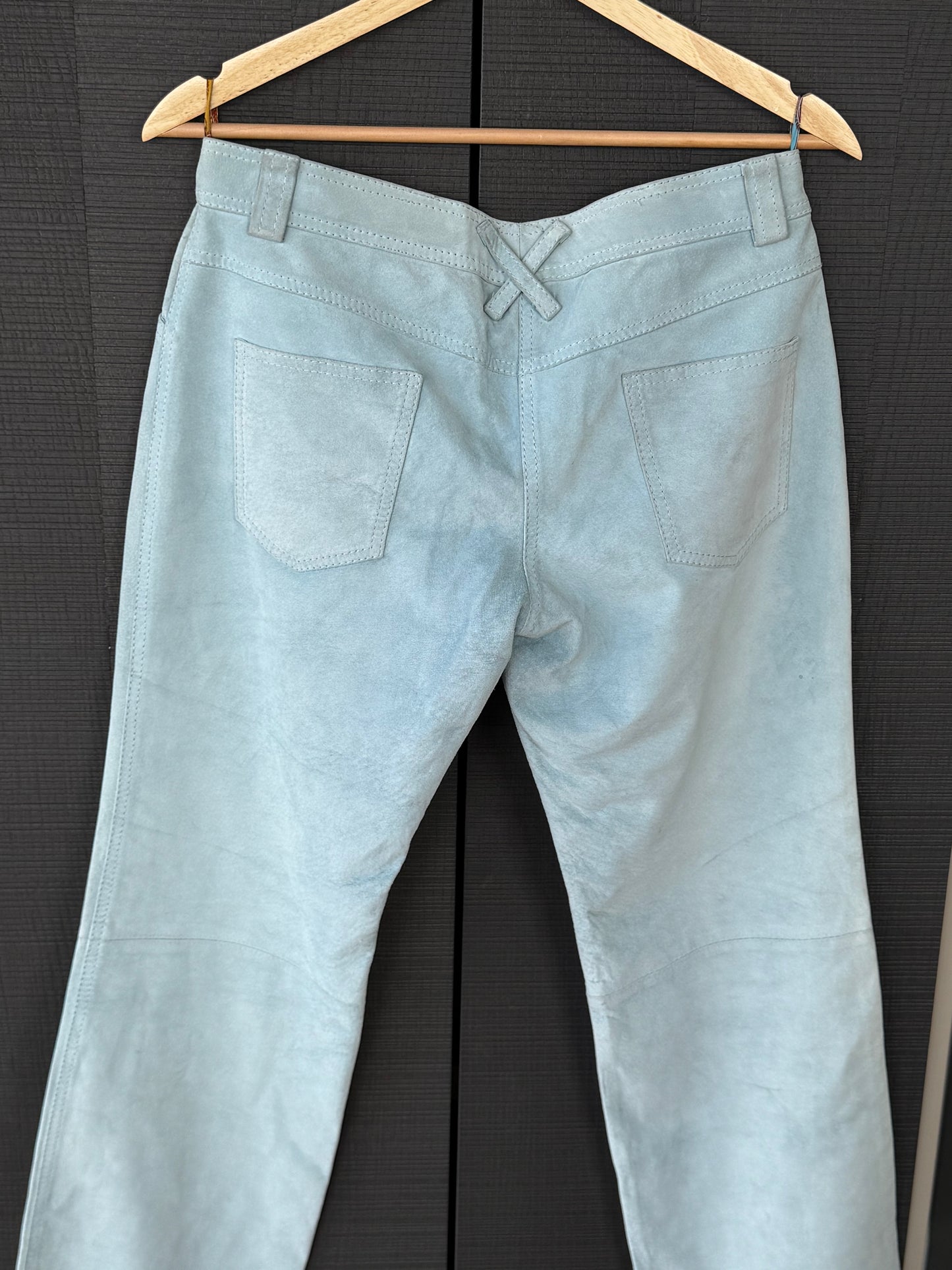 Vintage Dolce & Gabbana Baby Blue Suede Leather Pants