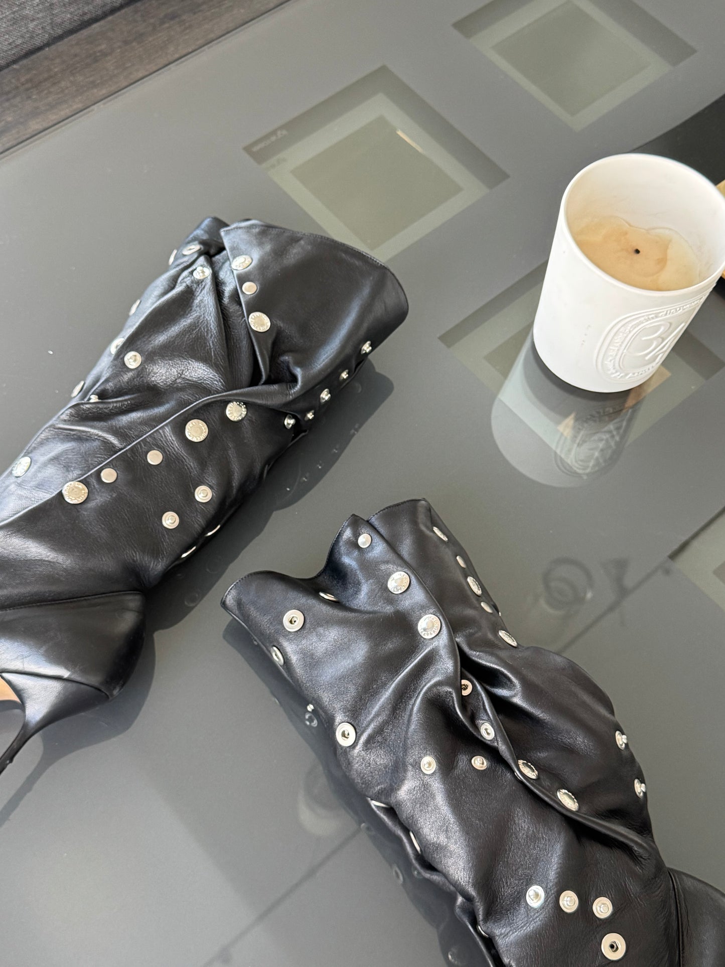 Dolce & Gabbana SS2003 Iconic Studded Leather Runway Boots 35.5