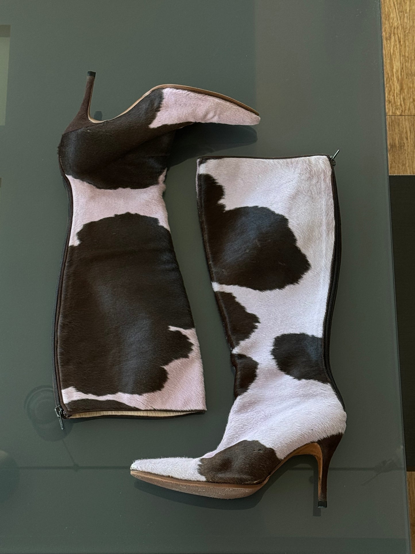 Manolo Blahnik Cow Print Boots 37