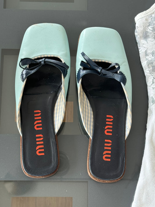 Miu Miu S/S 2000 Gingham Leather Slides 38
