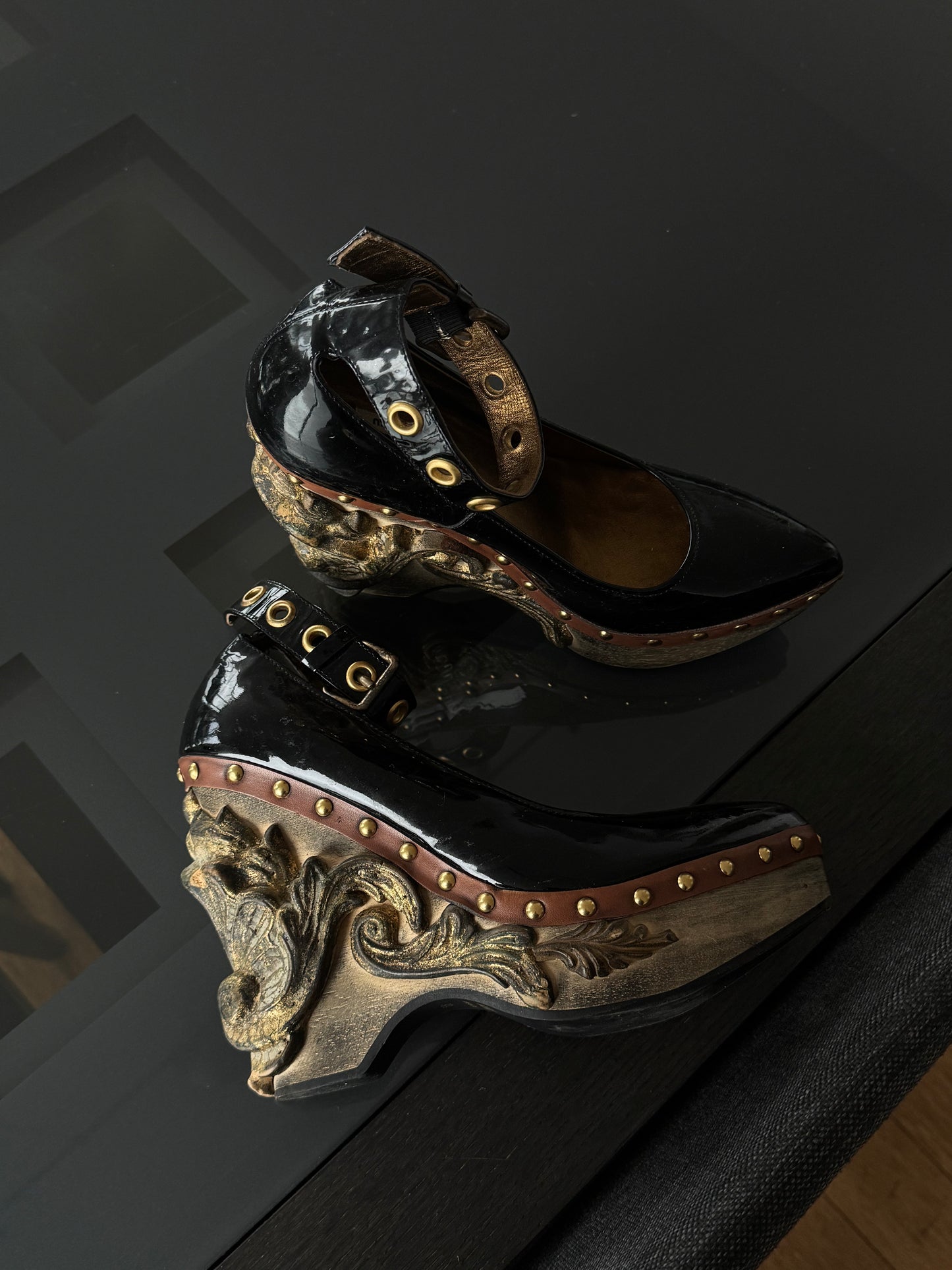 Miu Miu F/W 2006 Rococo Carved Wedge Heels 37