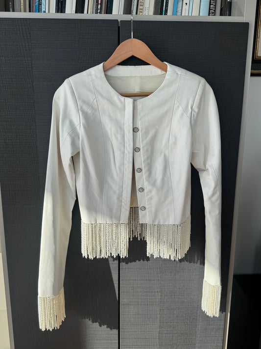 Vintage Pearl Fringe Leather Jacket