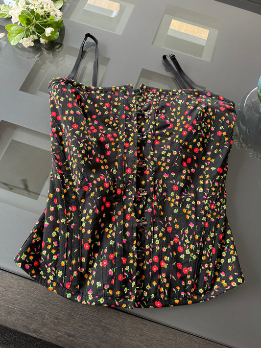 D&G Floral Black/Red Corset