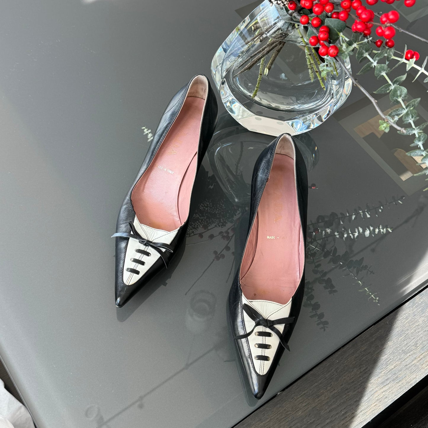 Prada Tuxedo Kitten Heels 36