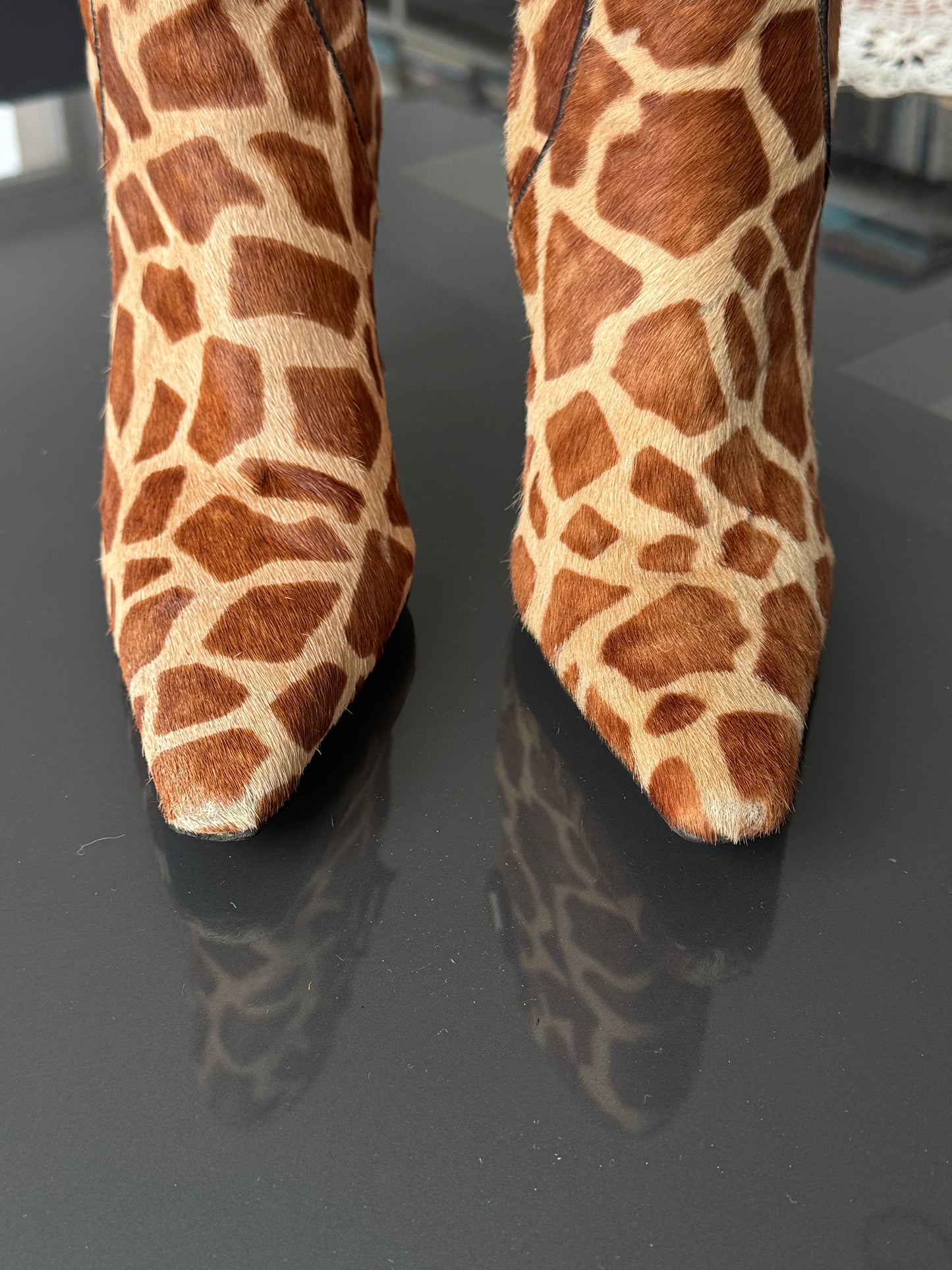 Ralph Lauren Giraffe Pony Hair Ankle Boots 36