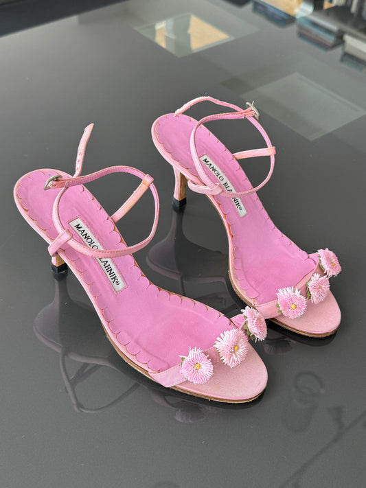 Vintage Manolo Blahnik Floral Sandals 36.5
