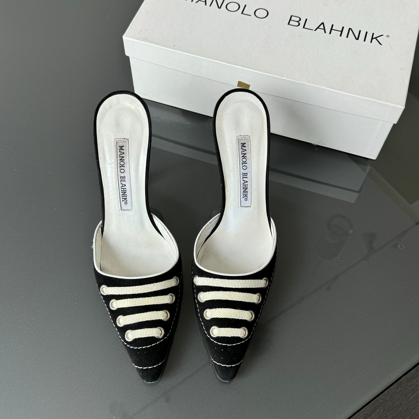 Manolo Blahnik 90s Black Sneaker Mules 36