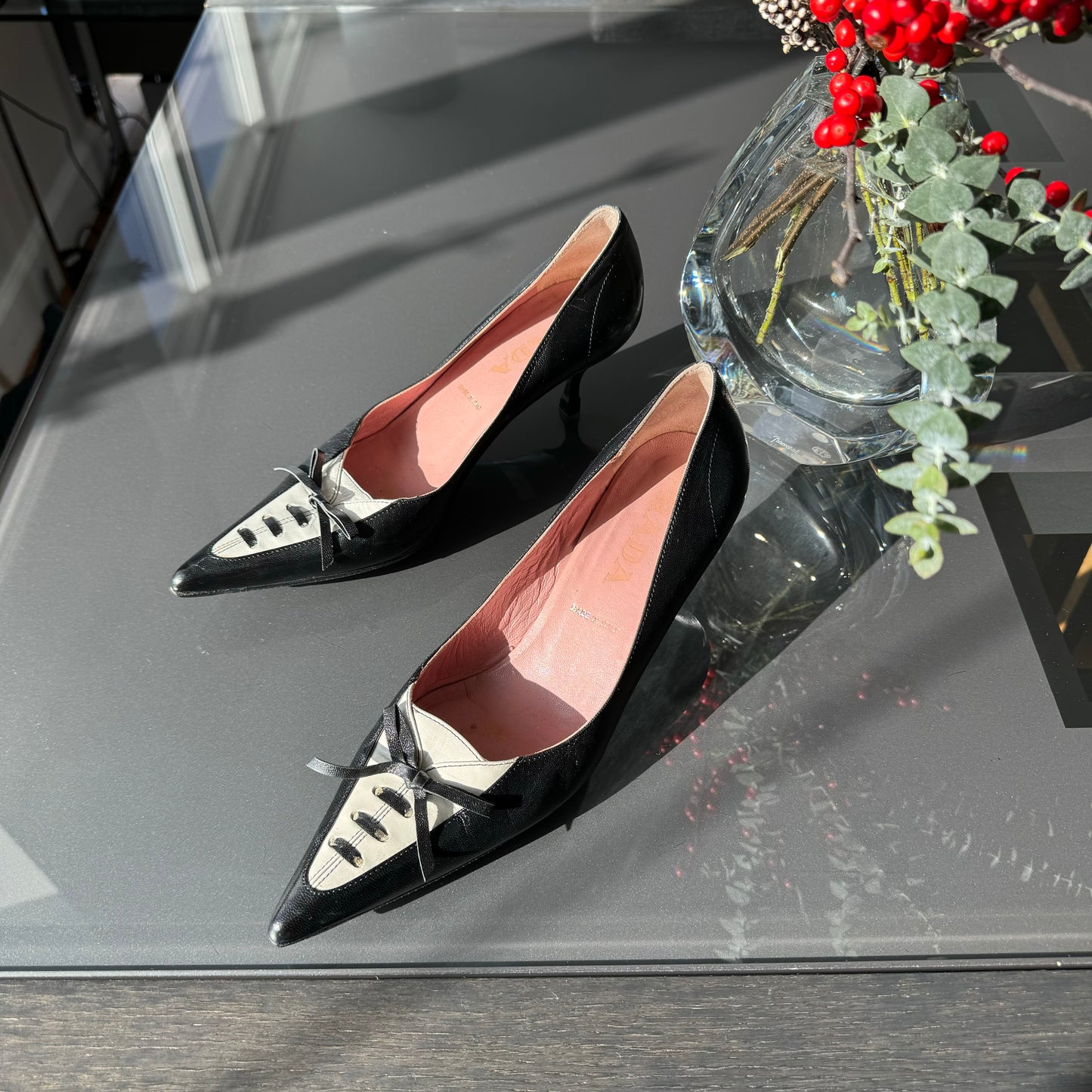 Prada Tuxedo Kitten Heels 36
