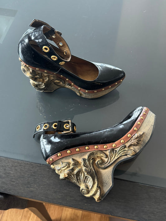 Miu Miu F/W 2006 Rococo Carved Wedge Heels 37