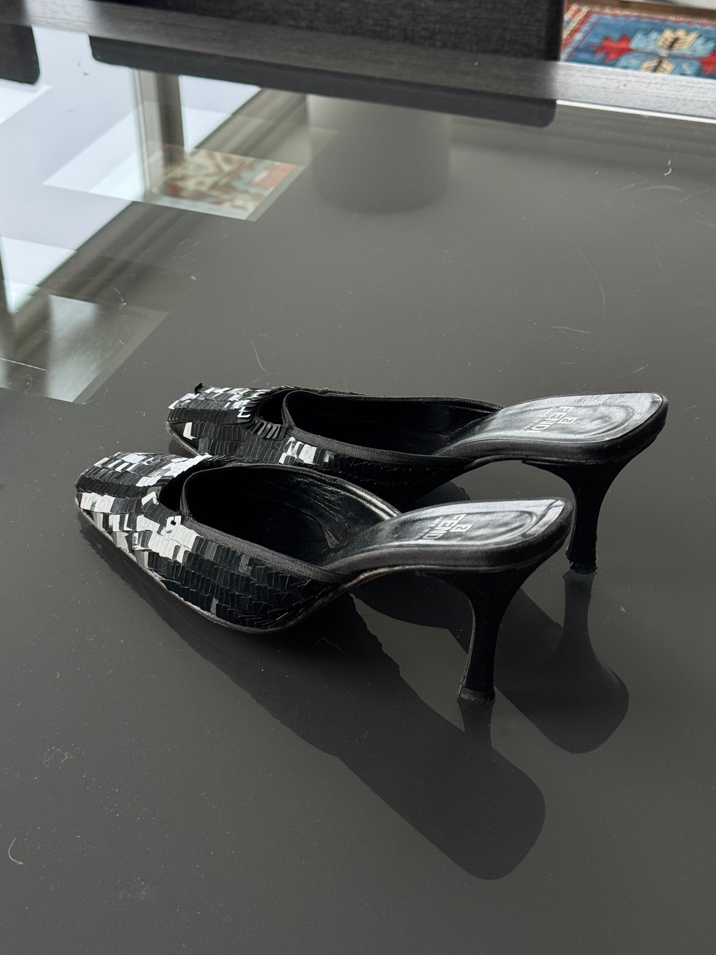Vintage Fendi Sequin Mule Heels 37