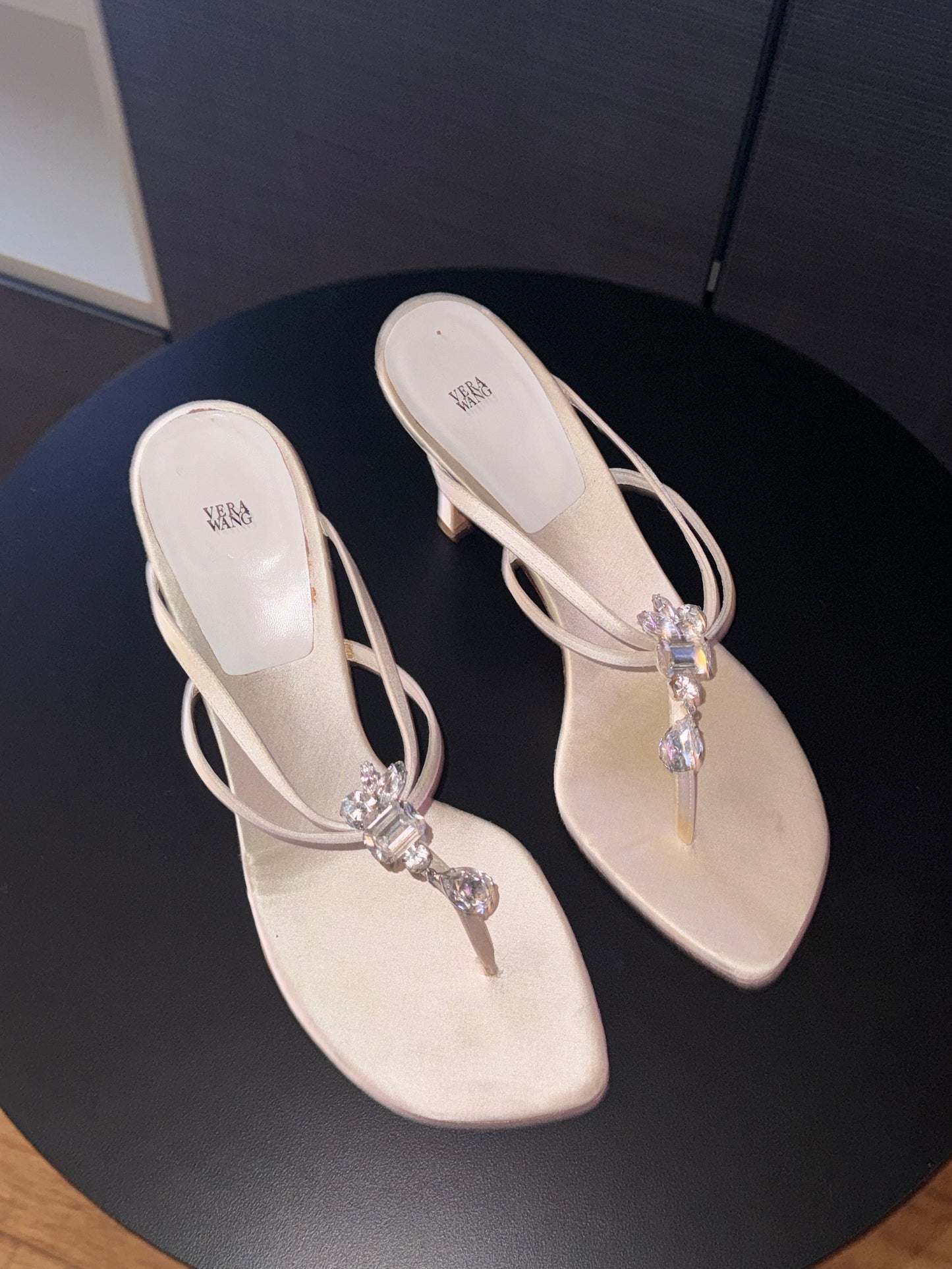 Vintage Vera Wang Silk Crystal Sandal Heels 39