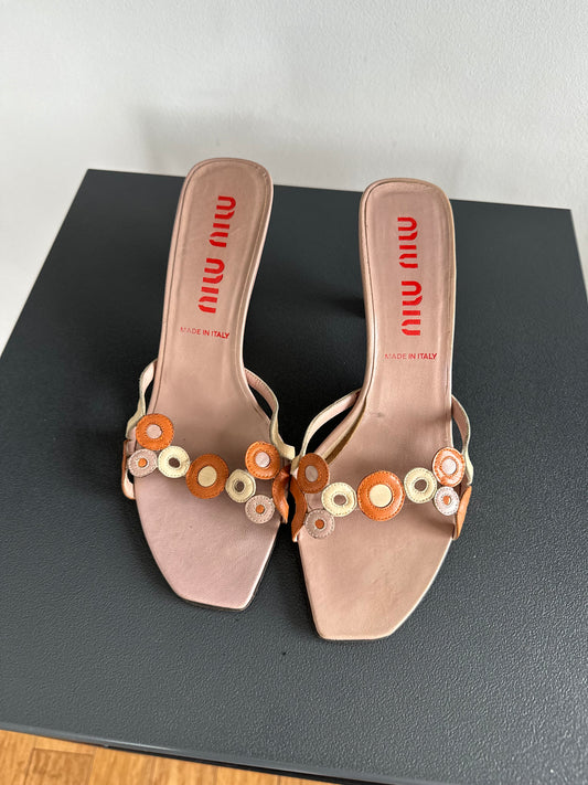 Miu Miu Pink/Orange Leather Sandals 38.5 (runs slightly large)