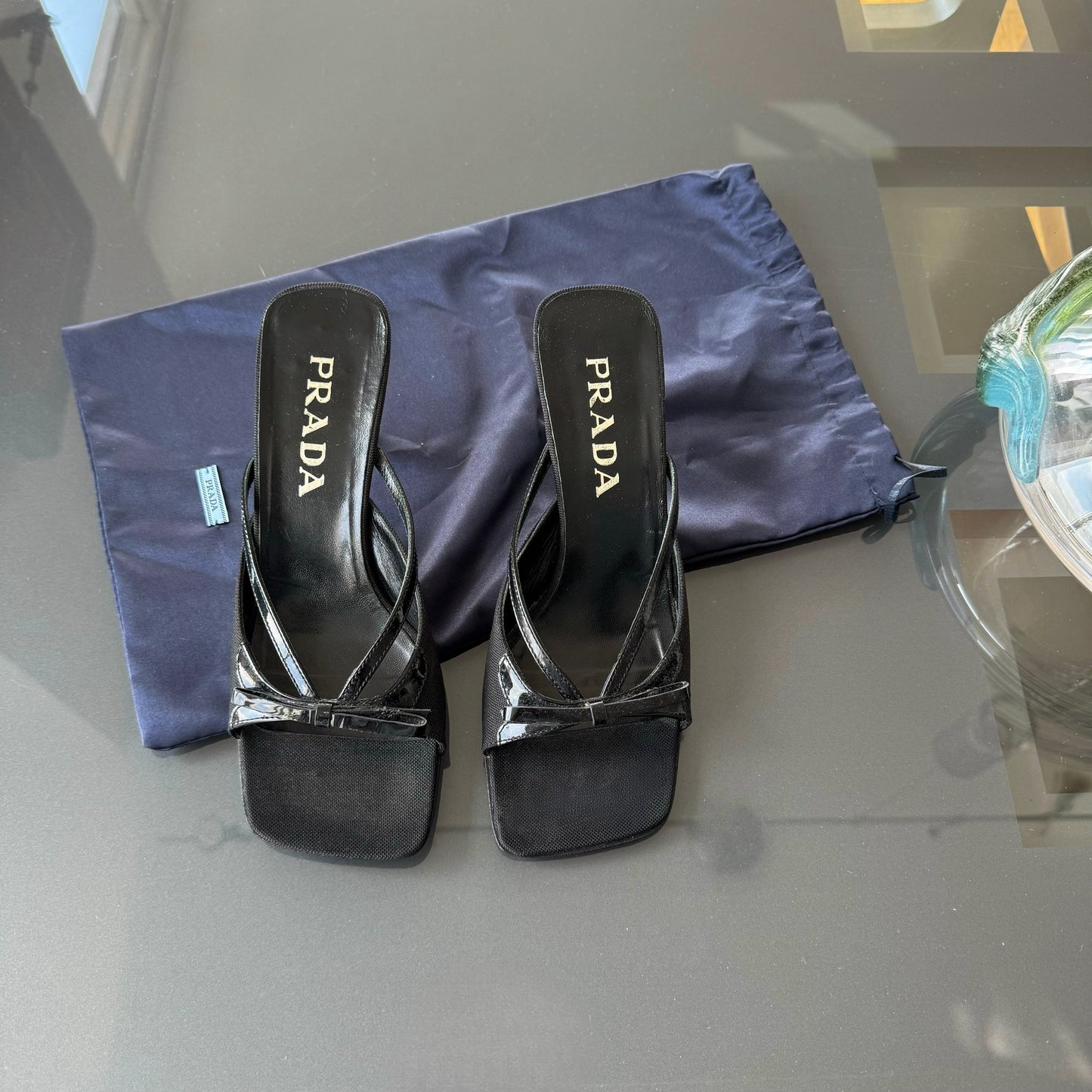 Prada Bow Leather Sandals