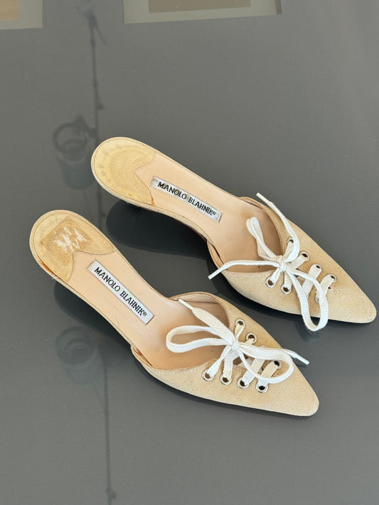 Manolo Blahnik Lace-Up “Sneaker” Heels 36.5