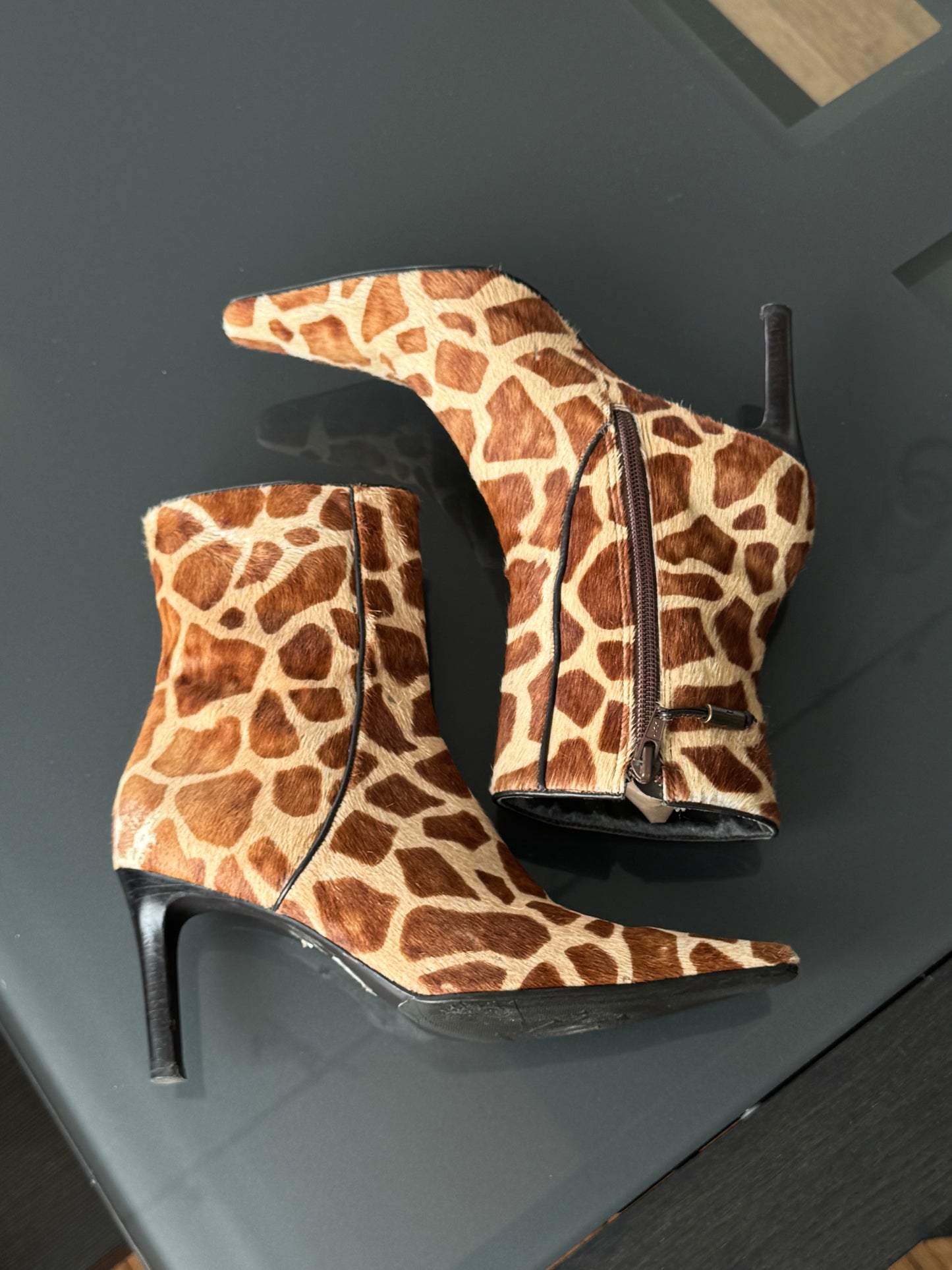 Ralph Lauren Giraffe Pony Hair Ankle Boots 36
