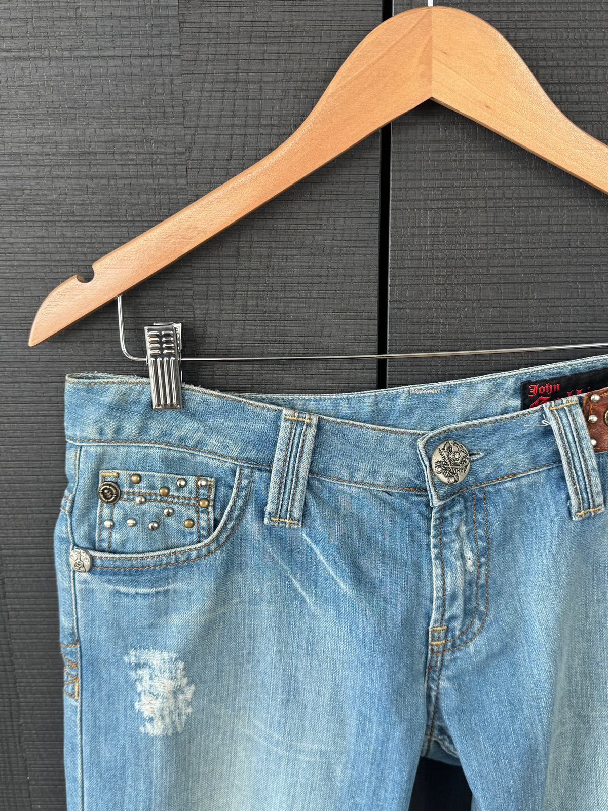 Vintage John Galliano Studded Denim Capri Pants