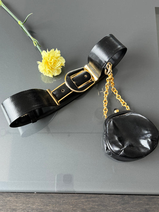 1980s Judith Leiber Python Belt with detachable Coin Purse