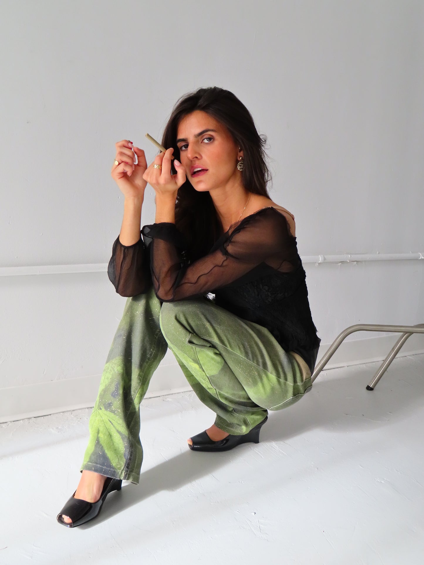 Roberto Cavalli Fall/Winter 1999 “Cannabis" Print Jeans