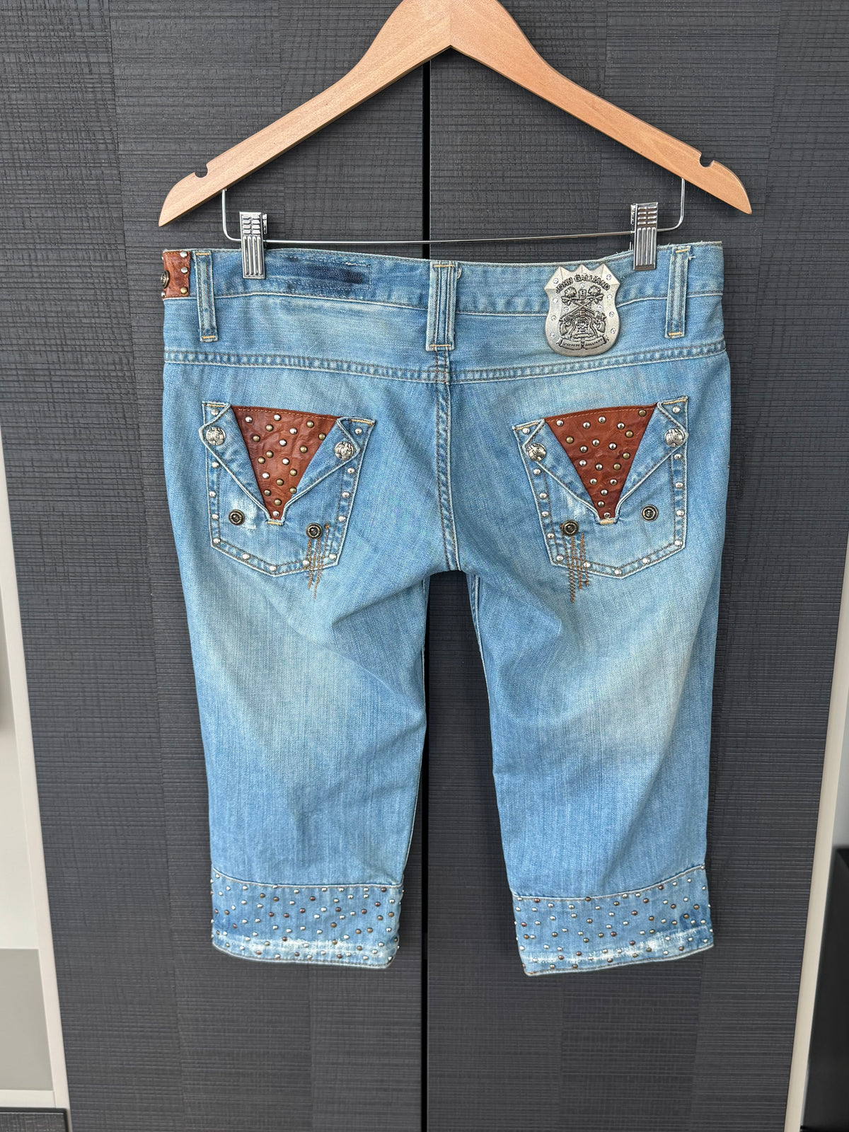 Vintage John Galliano Studded Denim Capri Pants