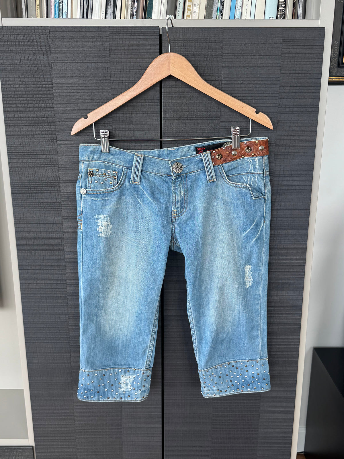 Vintage John Galliano Studded Denim Capri Pants