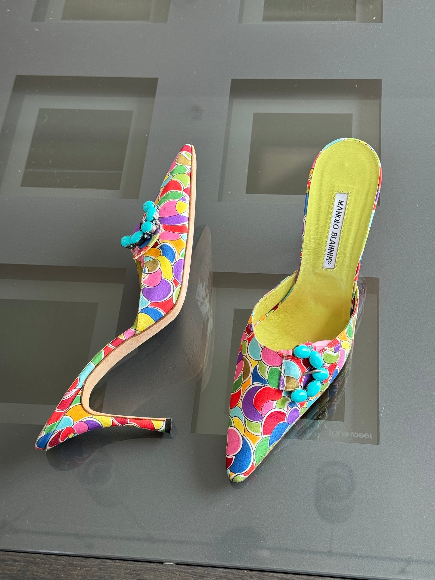 Manolo Blahnik Rainbow Mules 41