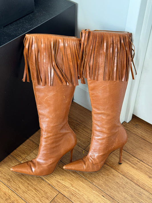 Vintage Manolo Blahnik Fringe Boots 36.5